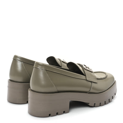 Chanel Calfskin Metal CC Loafers 38 Khaki 4 of 8