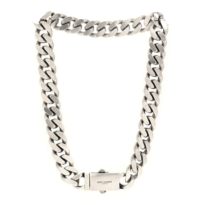 Saint Laurent Metal Curb Chain Necklace Oxidized Silver 3 of 4