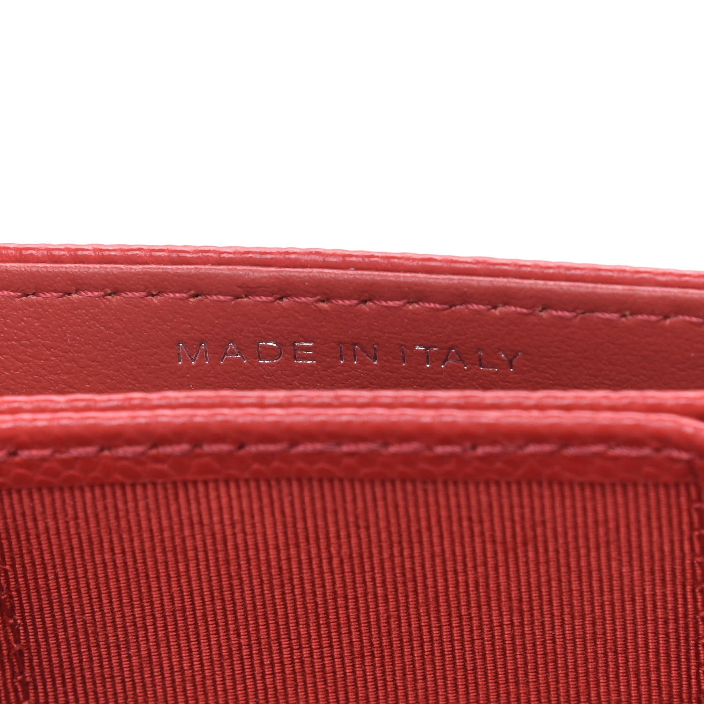 Caviar Quilted Flap Card Holder On Chain Red
