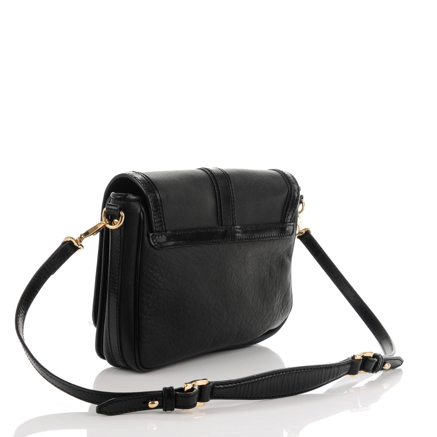 Burberry Calfskin Buckle Shoulder Bag Black 3 of 8