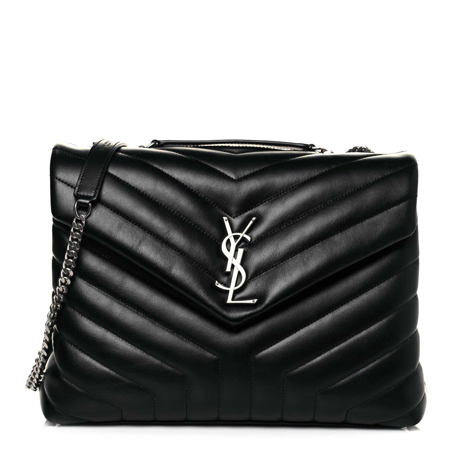Saint Laurent Calfskin Y Quilted Monogram Medium Loulou Chain Satchel Black 1 of 11