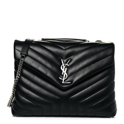 Saint Laurent Calfskin Y Quilted Monogram Medium Loulou Chain Satchel Black 1 of 11