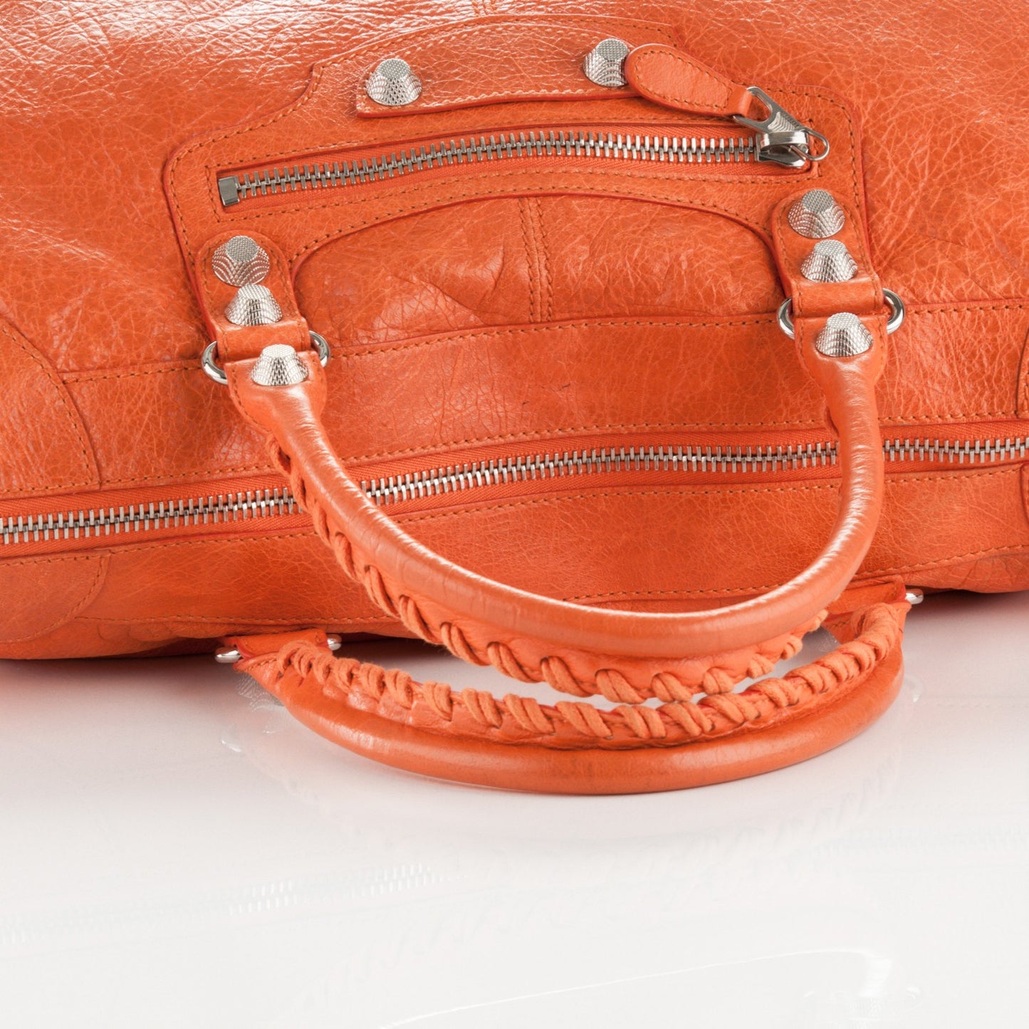 Agneau Giant 12 Silver Hardware Work Tangerine