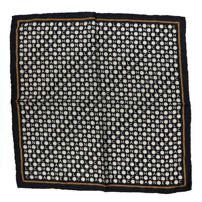Chanel Silk CC Logo Camellia Scarf White Black 1 of 3
