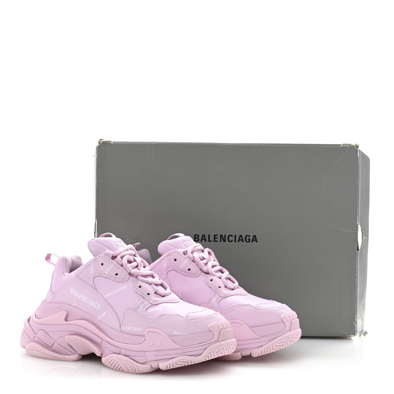 Balenciaga Technical Fabric Mesh Allover Logo Womens Triple S Sneakers 37 Pink White 9 of 9