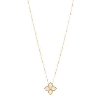 Roberto Coin 18K Yellow Gold Diamond Mother of Pearl Large Venetian Princess Flower Pendant Necklace 1 of 4