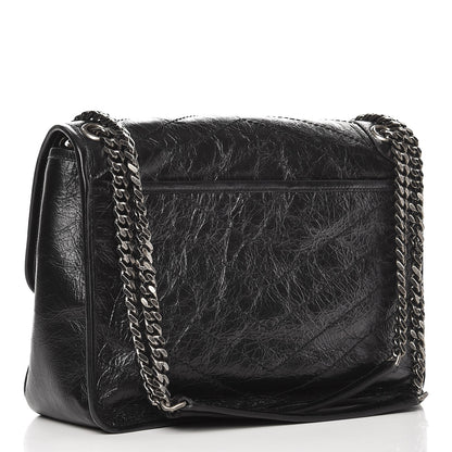 Saint Laurent Crinkled Calfskin Matelasse Monogram Medium Niki Chain Satchel Black 3 of 7