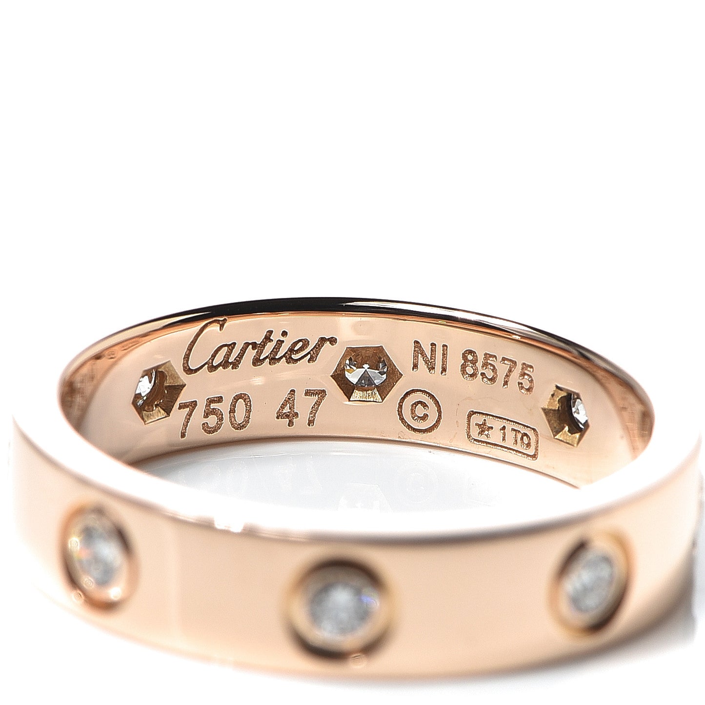 18K Pink Gold 8 Diamond 4mm LOVE Wedding Band Ring 47 4