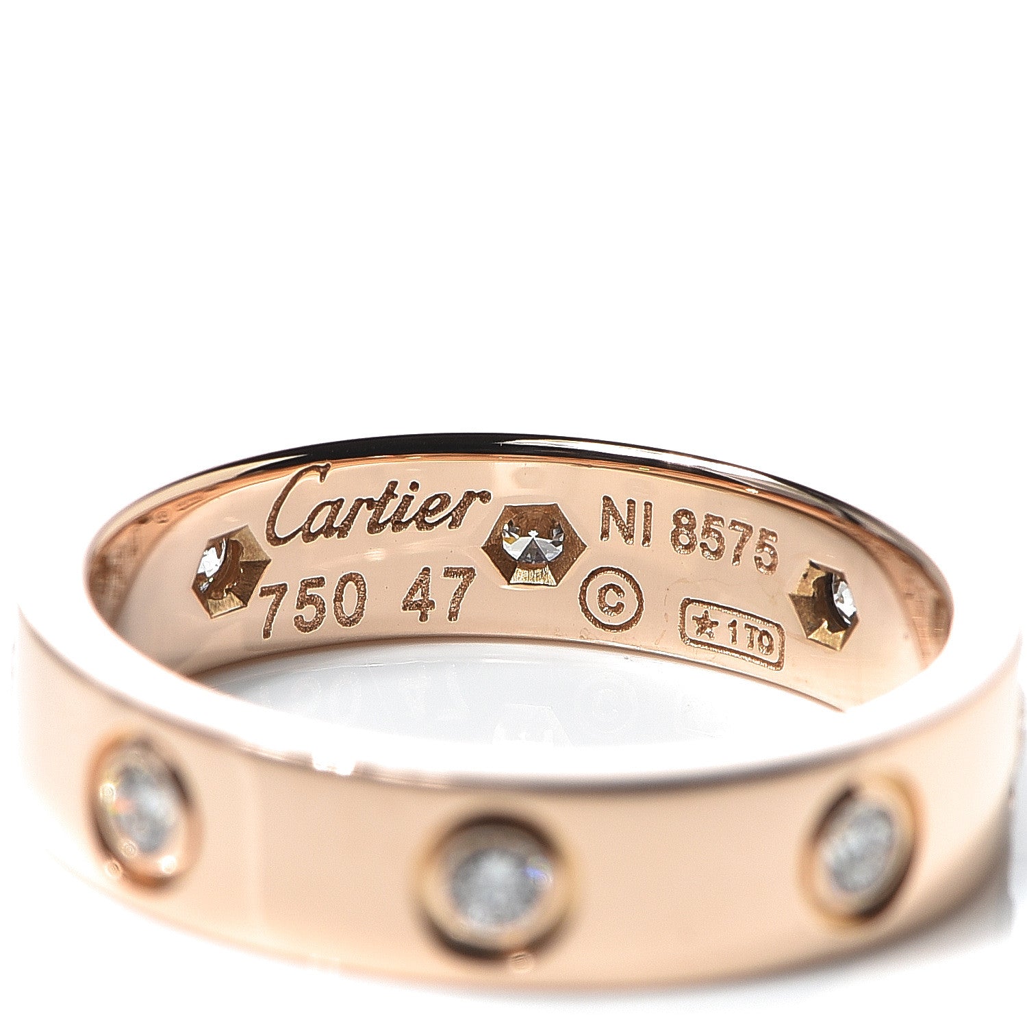 Cartier 18K Pink Gold 8 Diamond 4mm LOVE Wedding Band Ring 47 4 4 of 4
