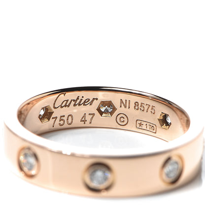 Cartier 18K Pink Gold 8 Diamond 4mm LOVE Wedding Band Ring 47 4 4 of 4