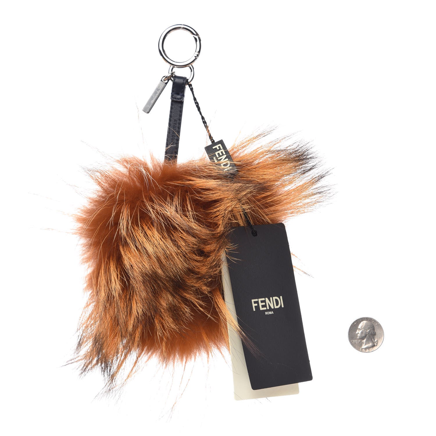 Fendi Fox Mink Rabbit Fur Nappa Drop Eyes Monster Bag Bug Charm Orange Turquoise 2 of 4