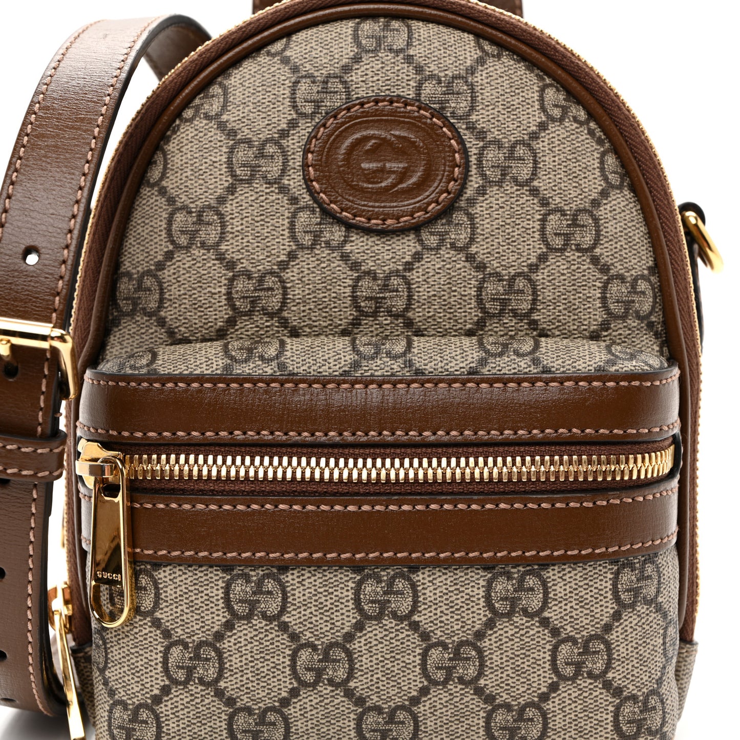 GG Supreme Monogram Azalea Calfskin Retro Interlocking G Multi-Function Bag Beige Ebony Brown Sugar