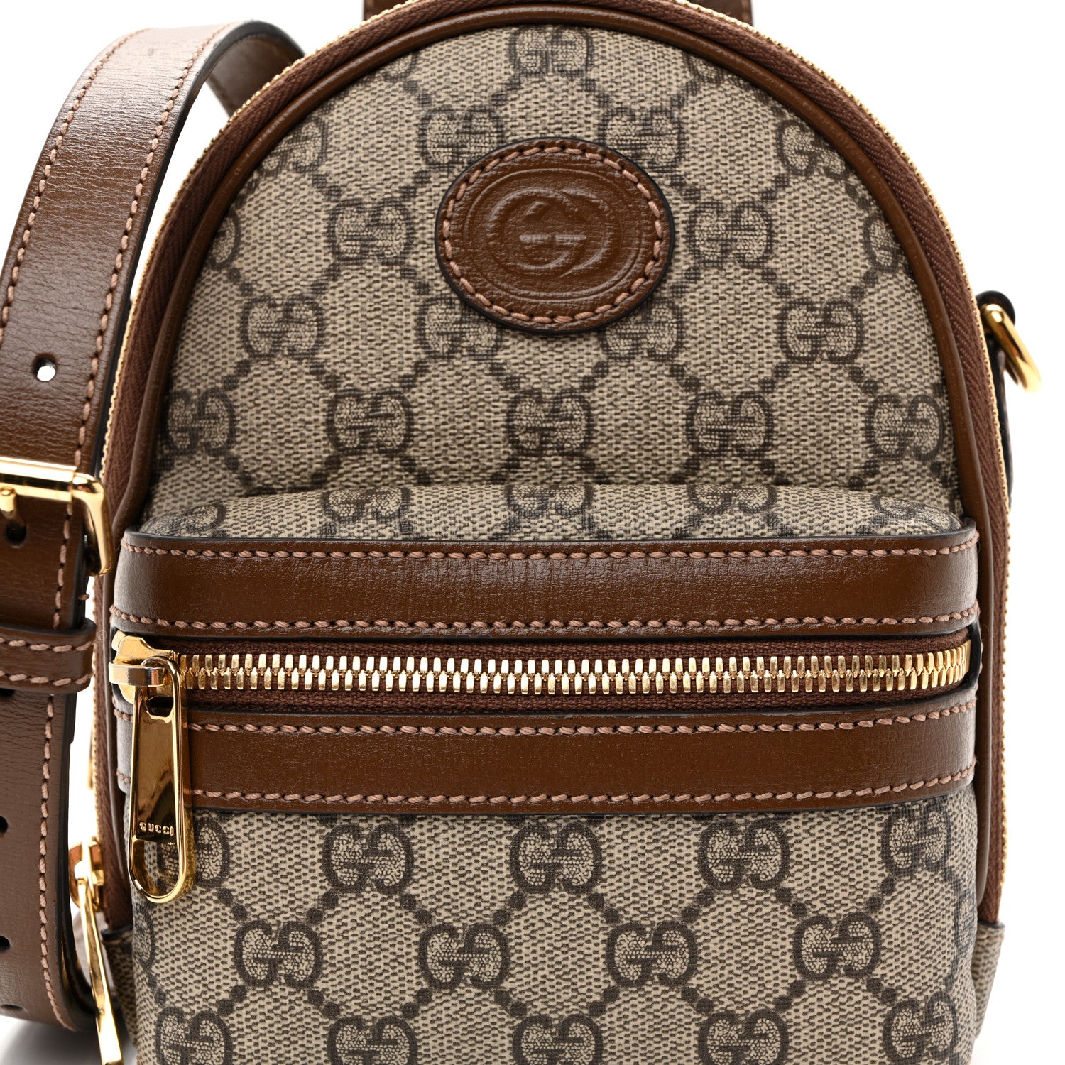 Gucci GG Supreme Monogram Azalea Calfskin Retro Interlocking G Multi-Function Bag Beige Ebony Brown Sugar 8 of 10