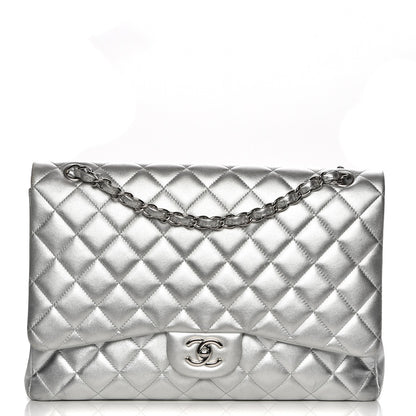 Chanel Metallic Lambskin Quilted Maxi Single Flap Silver 1 of 7