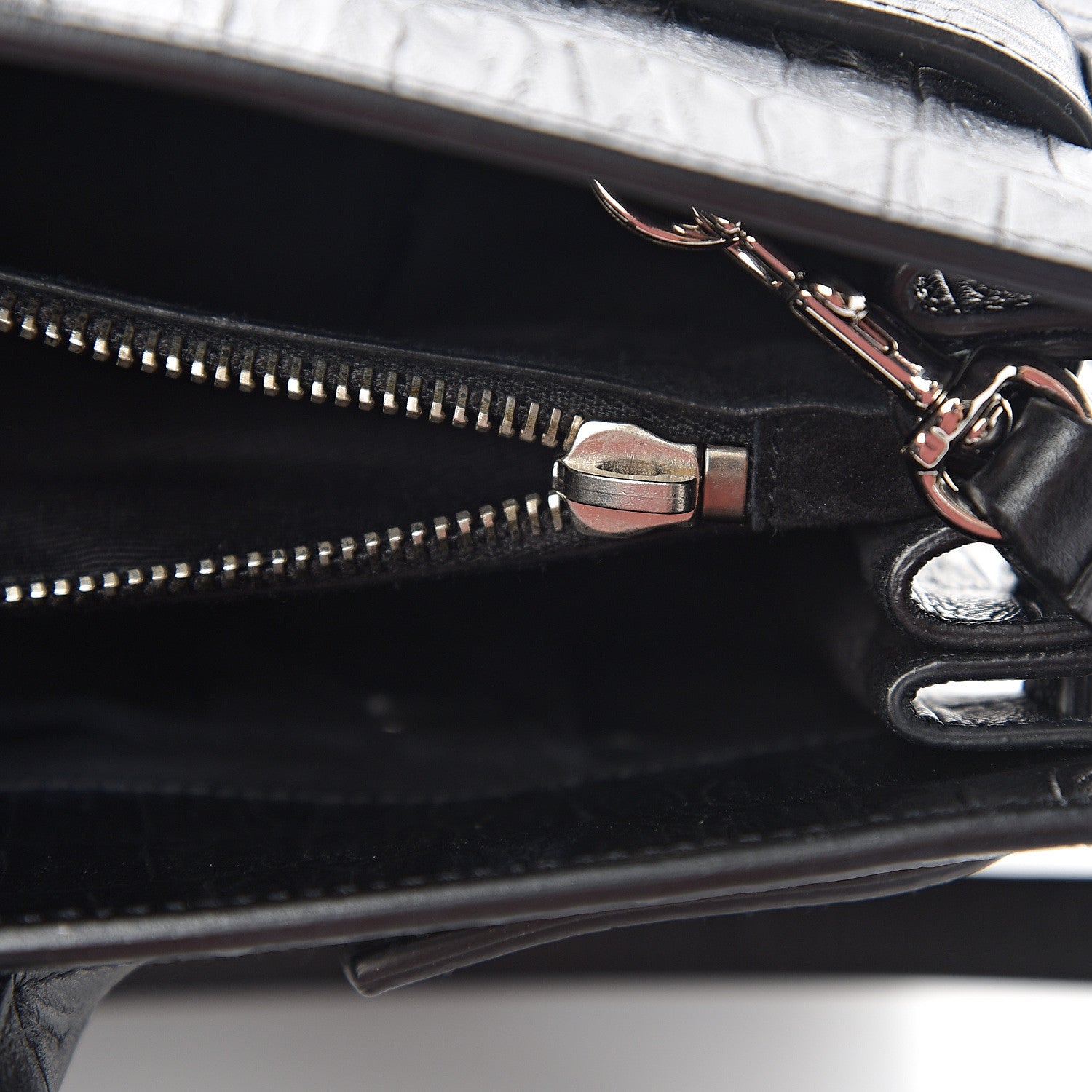 Saint Laurent Calfskin Crocodile Embossed Small Sac de Jour Black 5 of 9