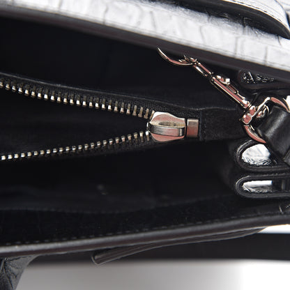 Saint Laurent Calfskin Crocodile Embossed Small Sac de Jour Black 5 of 9