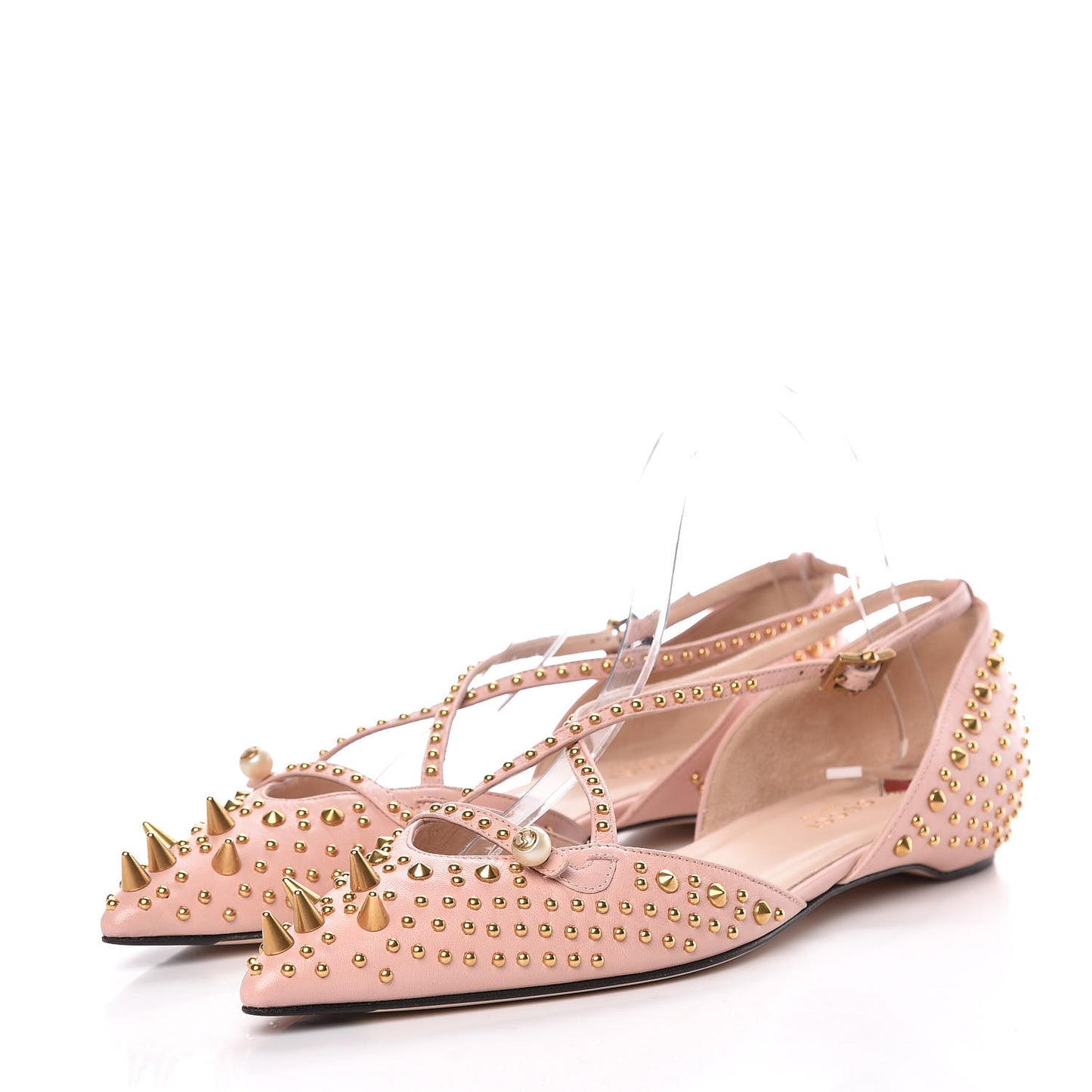 Malaga Kid Studded Pointed Toe Unia Flats 38.5 Perfect Pink