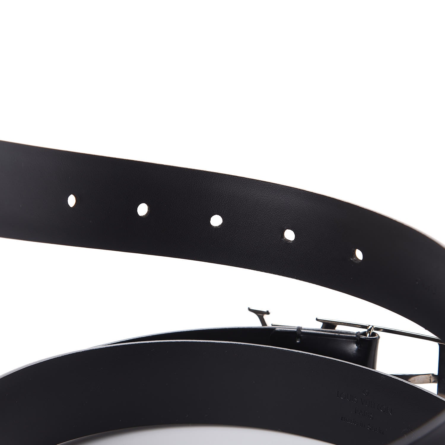 Louis Vuitton Glazed Calfskin LV Anagramme 30mm Belt 110 44 Black 4 of 8