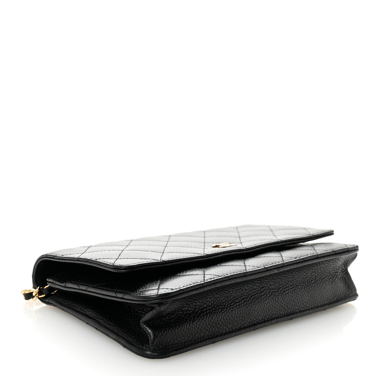Caviar Quilted Wallet on Chain WOC Black