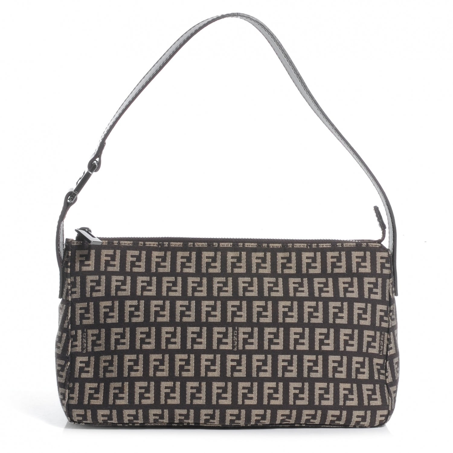 Fendi Zucchino Vitello Small Shoulder Bag Testa di Moro Beige 1 of 10