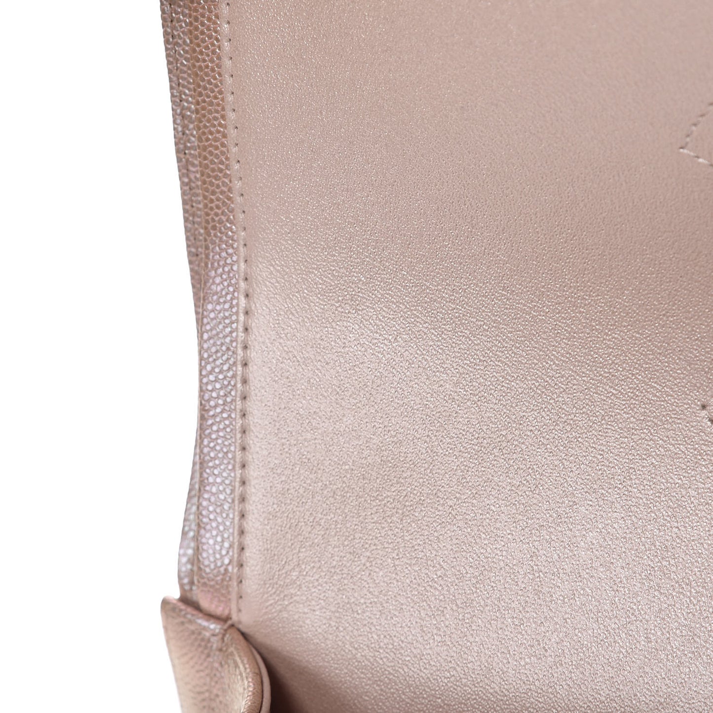 Metallic Caviar Chevron Quilted Jumbo Double Flap Light Gold