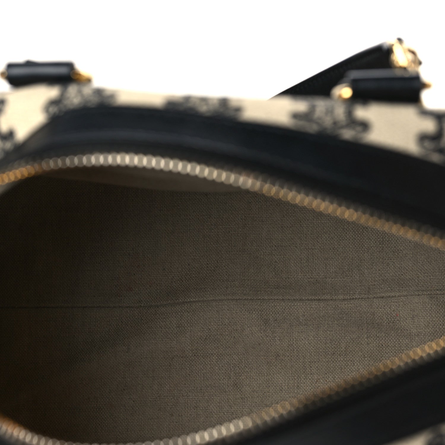 Celine Canvas Calfskin Triomphe Embroidered Boston Bag Black 5 of 10