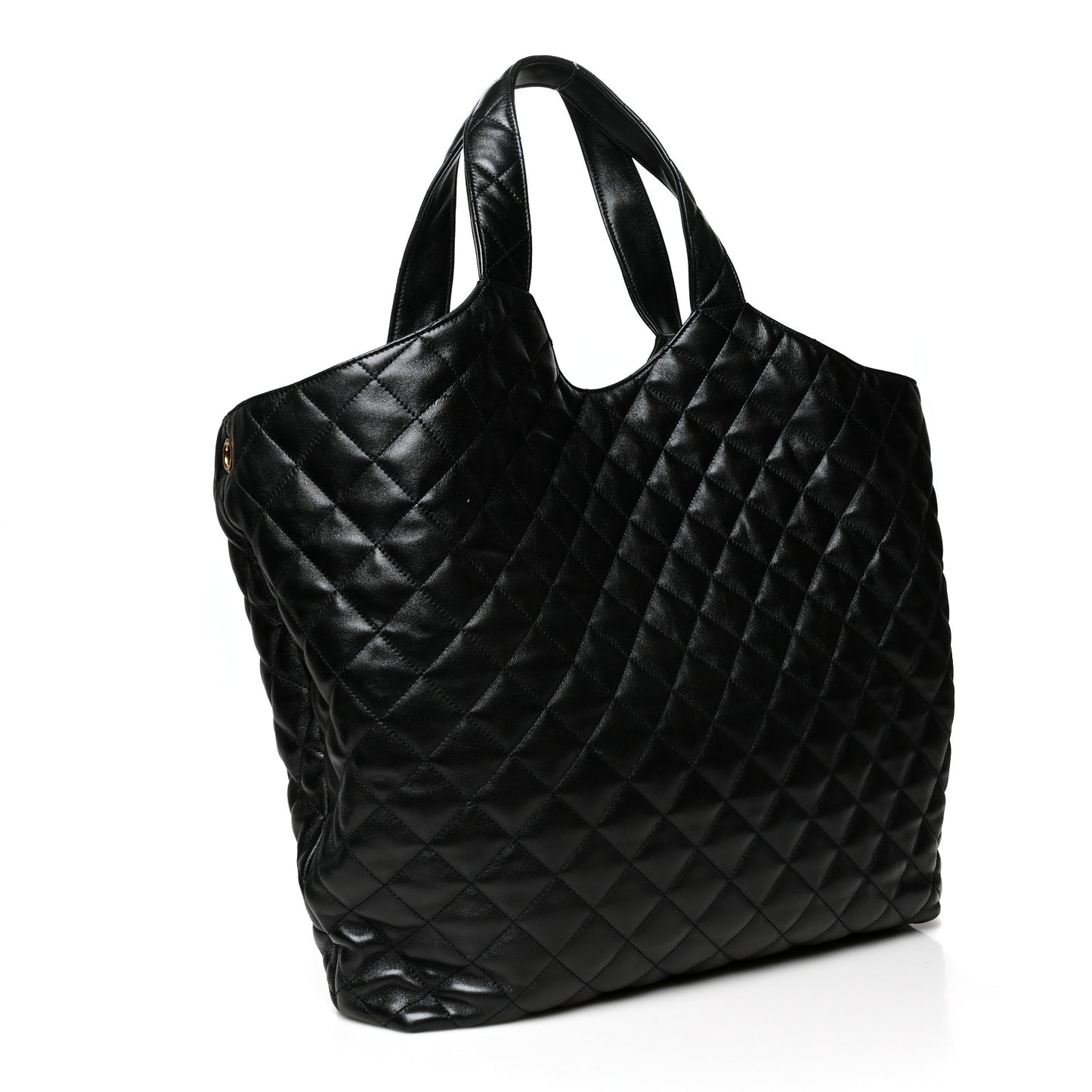Lambskin Quilted Maxi Icare Shopping Tote Black