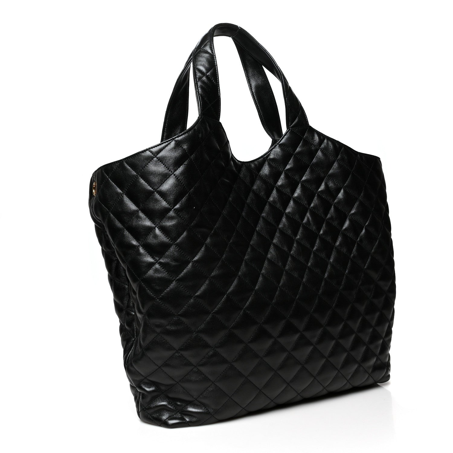 Saint Laurent Lambskin Quilted Maxi Icare Shopping Tote Black 4 of 11