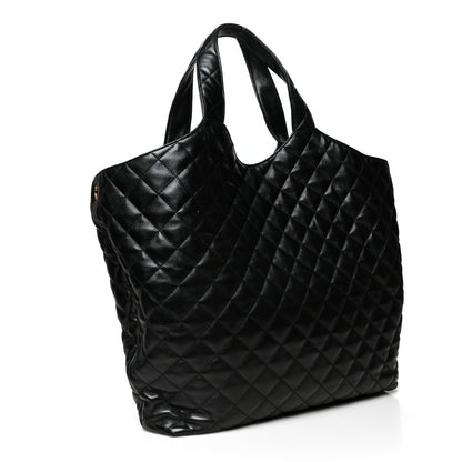 Saint Laurent Lambskin Quilted Maxi Icare Shopping Tote Black 4 of 11