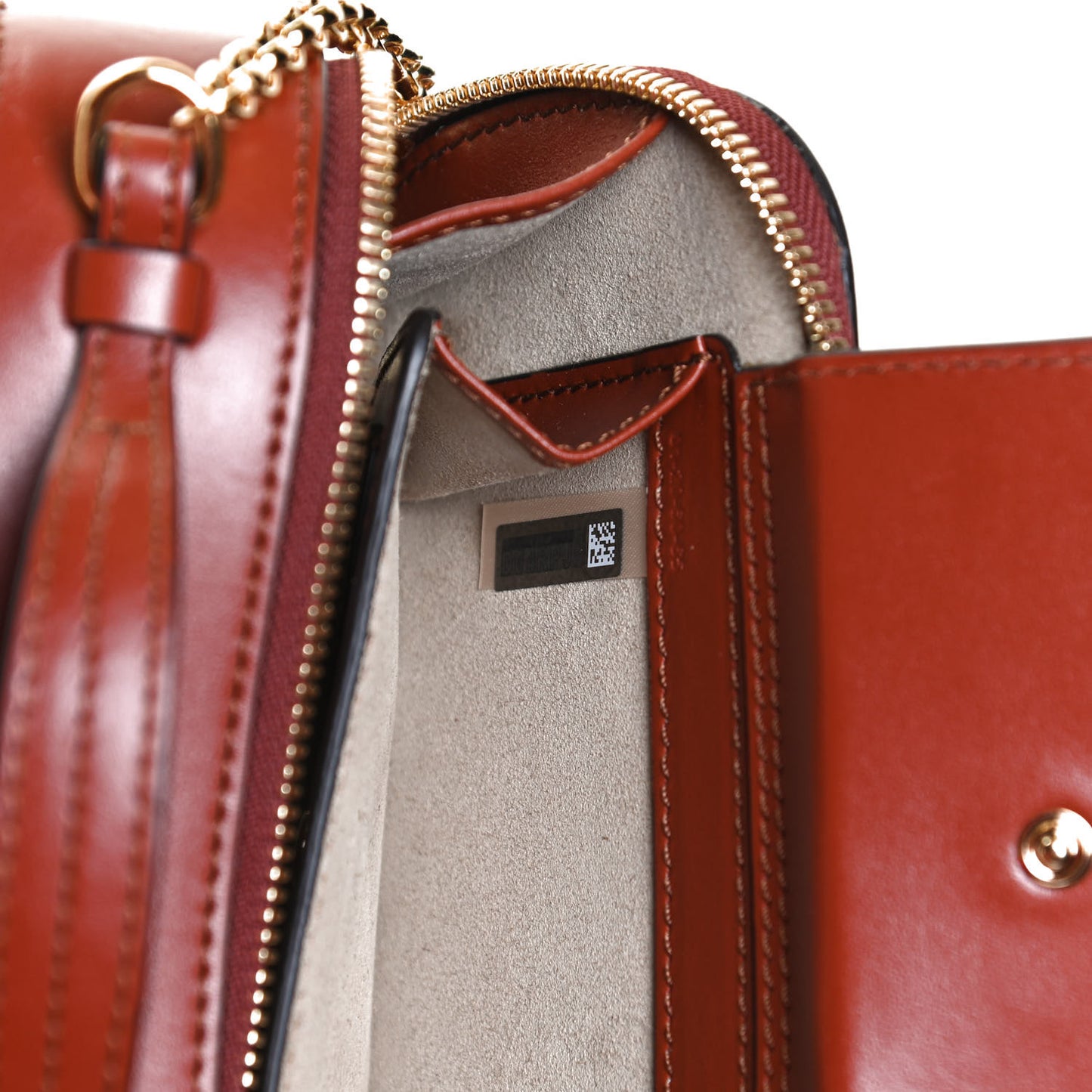 Shiny Calfskin Mini Vanity C Bag Sepia Brown