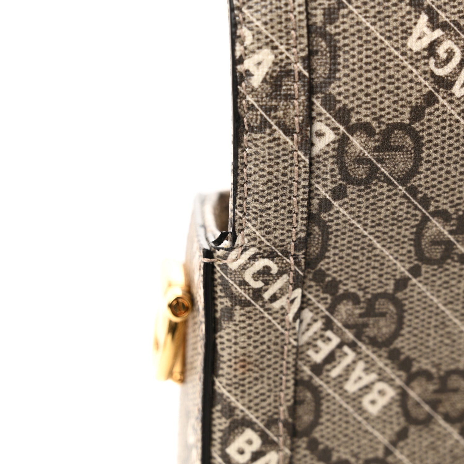 Gucci X BALENCIAGA GG Supreme Monogram Web Logo Print Mini Horsebit 1955 Shoulder Bag Beige Ebony 11 of 11