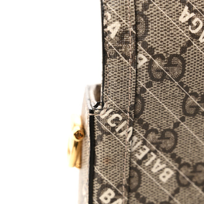 Gucci X BALENCIAGA GG Supreme Monogram Web Logo Print Mini Horsebit 1955 Shoulder Bag Beige Ebony 11 of 11
