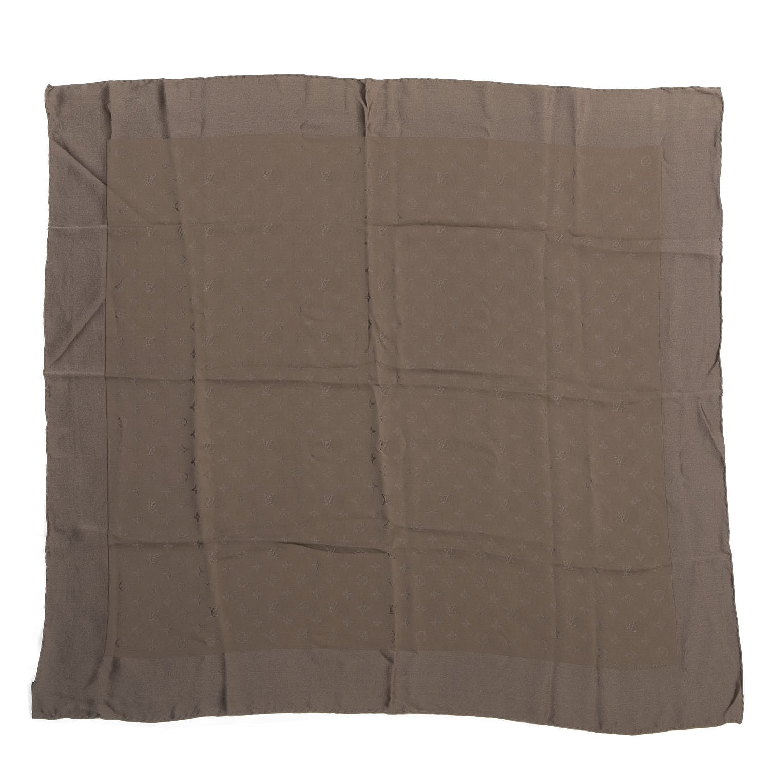 Louis Vuitton Silk Monogram Monaco Square Scarf Brown 1 of 3
