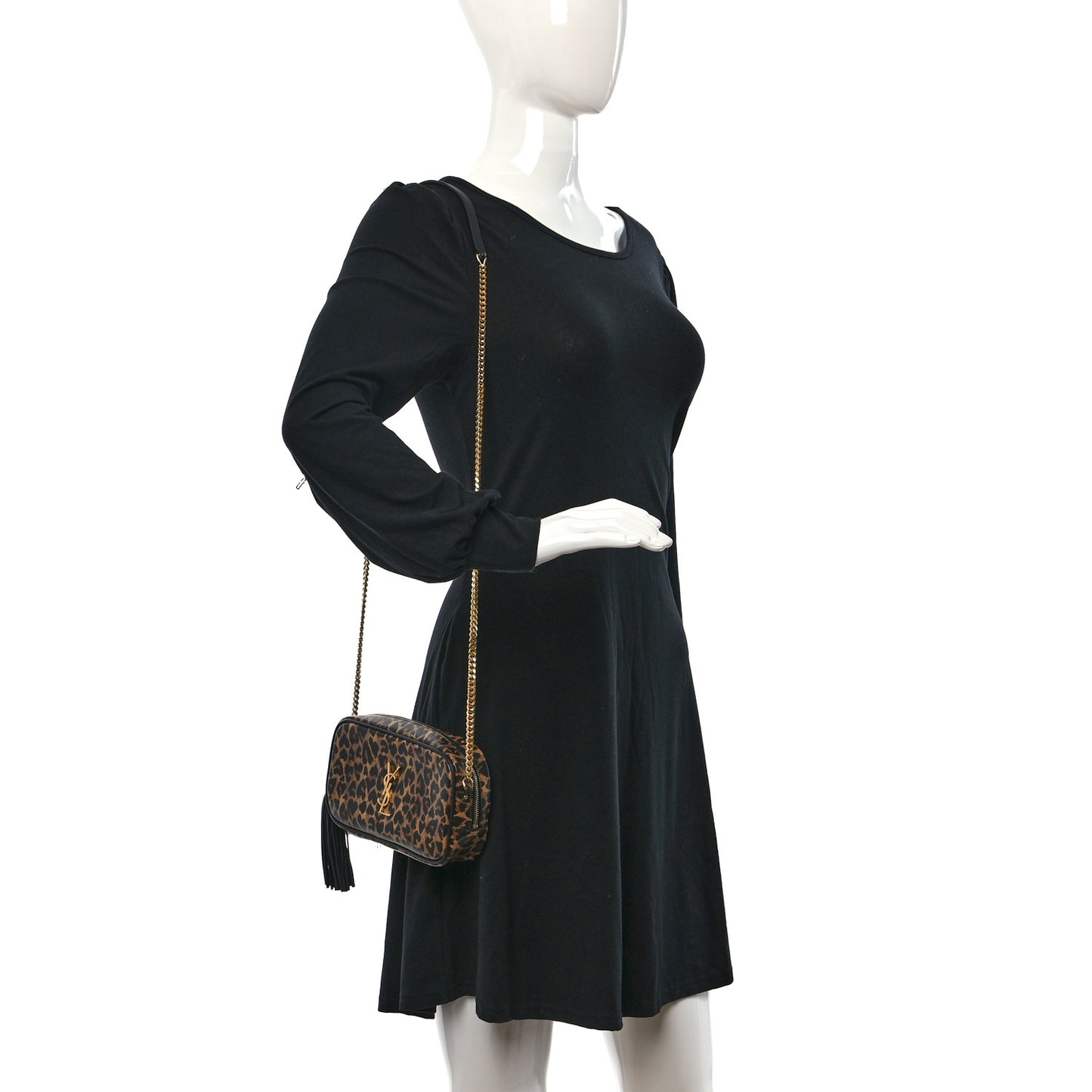 Calfskin Heart Leopard Print Monogram Mini Lou Camera Bag Toffee