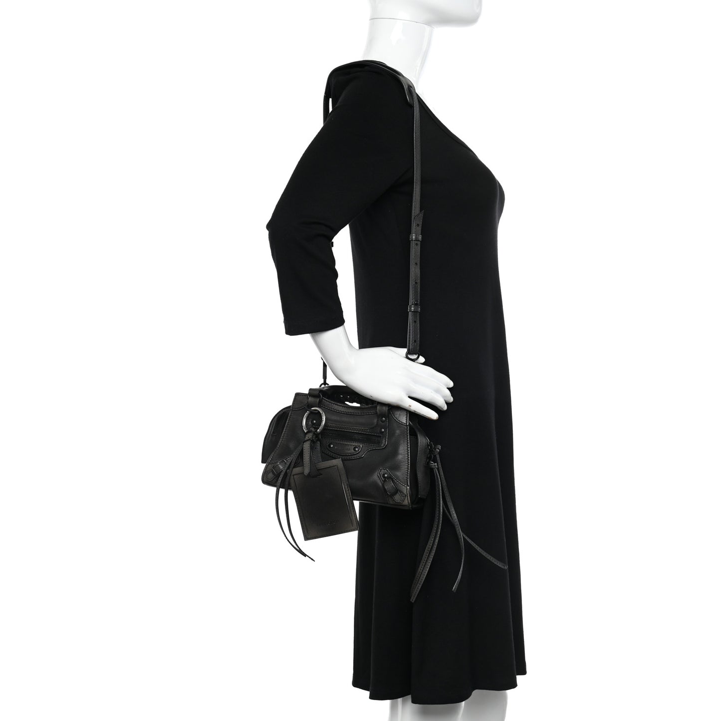 Used Calfskin Black Hardware Mini Neo Classic City Black