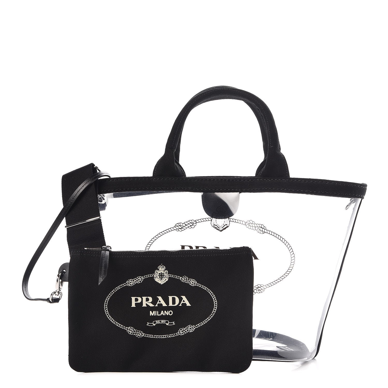 Prada Plexiglass Canapa Small Shopper Tote Black 1 of 10