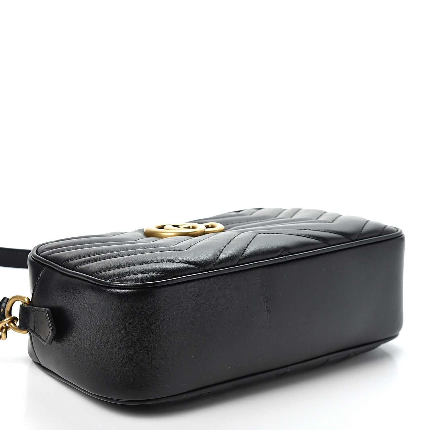 Gucci Calfskin Matelasse Small GG Marmont Chain Shoulder Bag Black 3 of 9