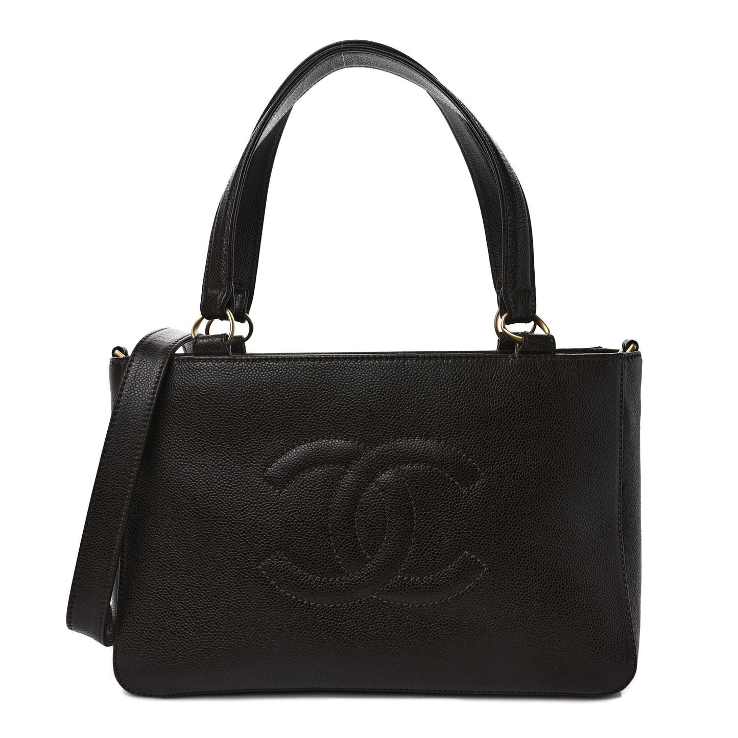 Caviar Timeless CC Large Tote Dark Brown