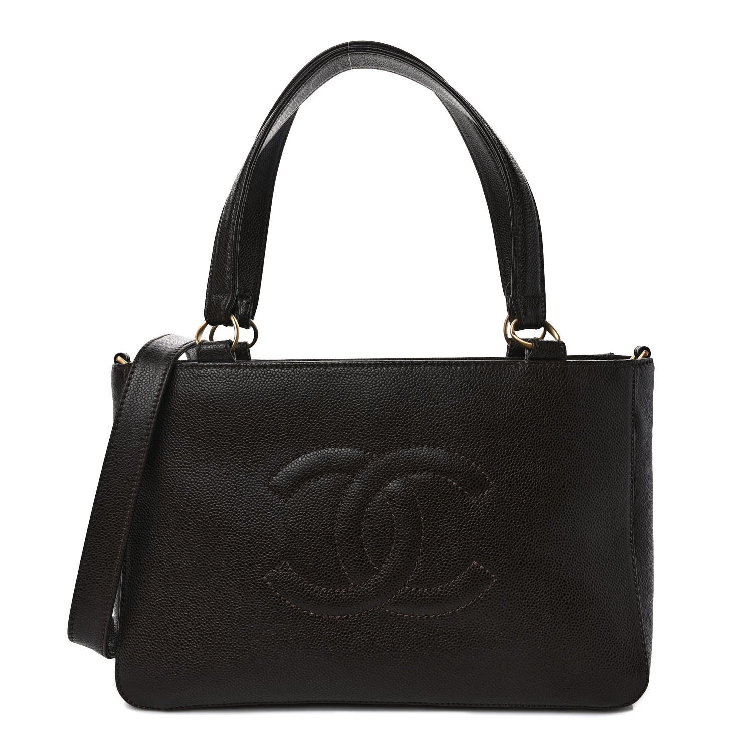 Chanel Caviar Timeless CC Large Tote Dark Brown 1 of 9