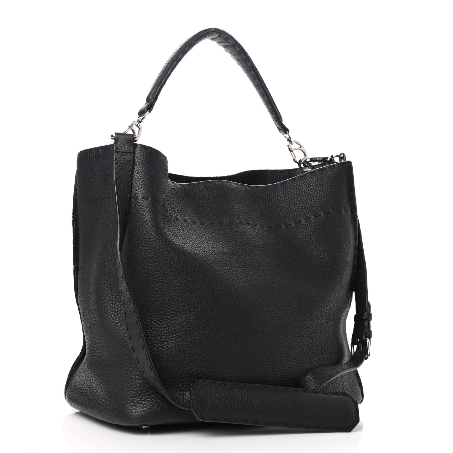 Cuoio Romano Selleria Large Anna Bucket Bag Black