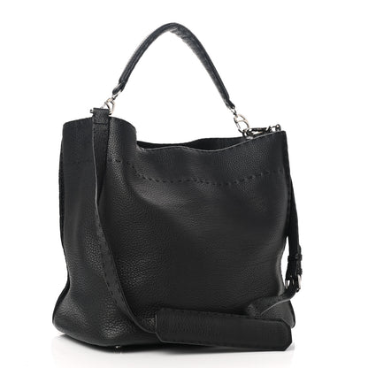 Fendi Cuoio Romano Selleria Large Anna Bucket Bag Black 2 of 14
