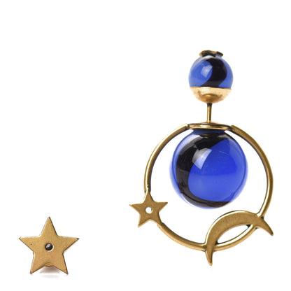 Christian Dior Tribales Astre Lunaire Earrings Gold Blue 1 of 5