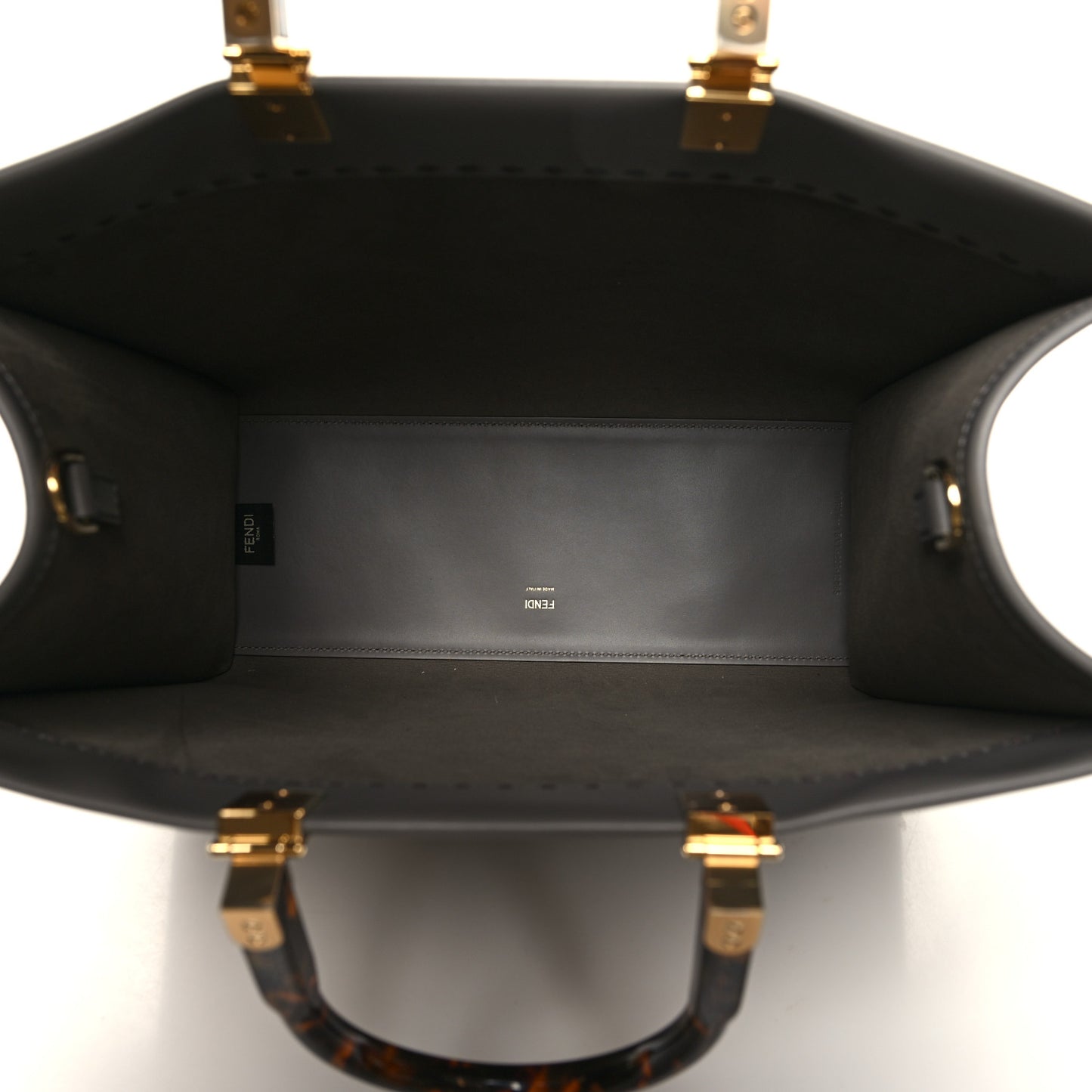 Vitello King Plexiglass Logo Embossed Medium Fendi Sunshine Shopper Tote Moon