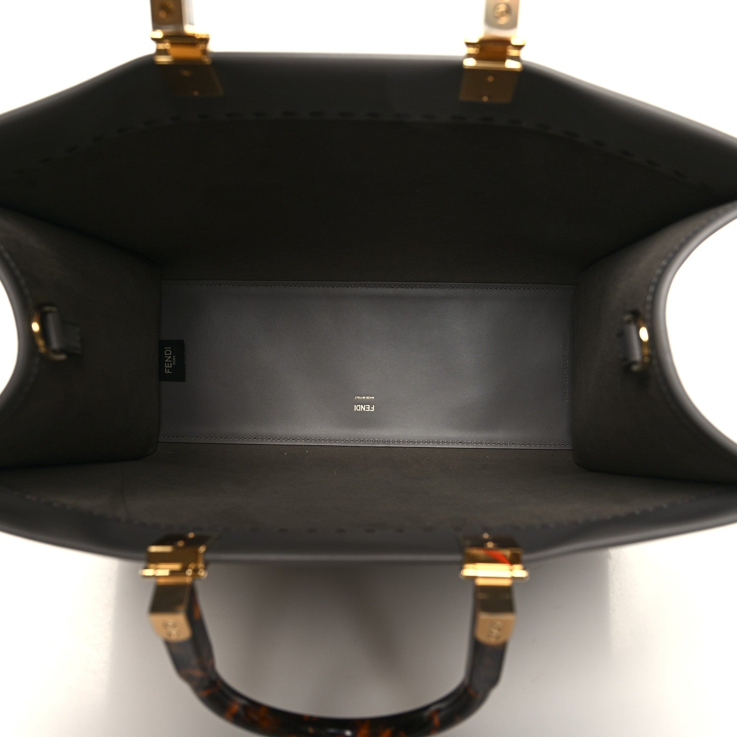 Fendi Vitello King Plexiglass Logo Embossed Medium Fendi Sunshine Shopper Tote Moon 5 of 11