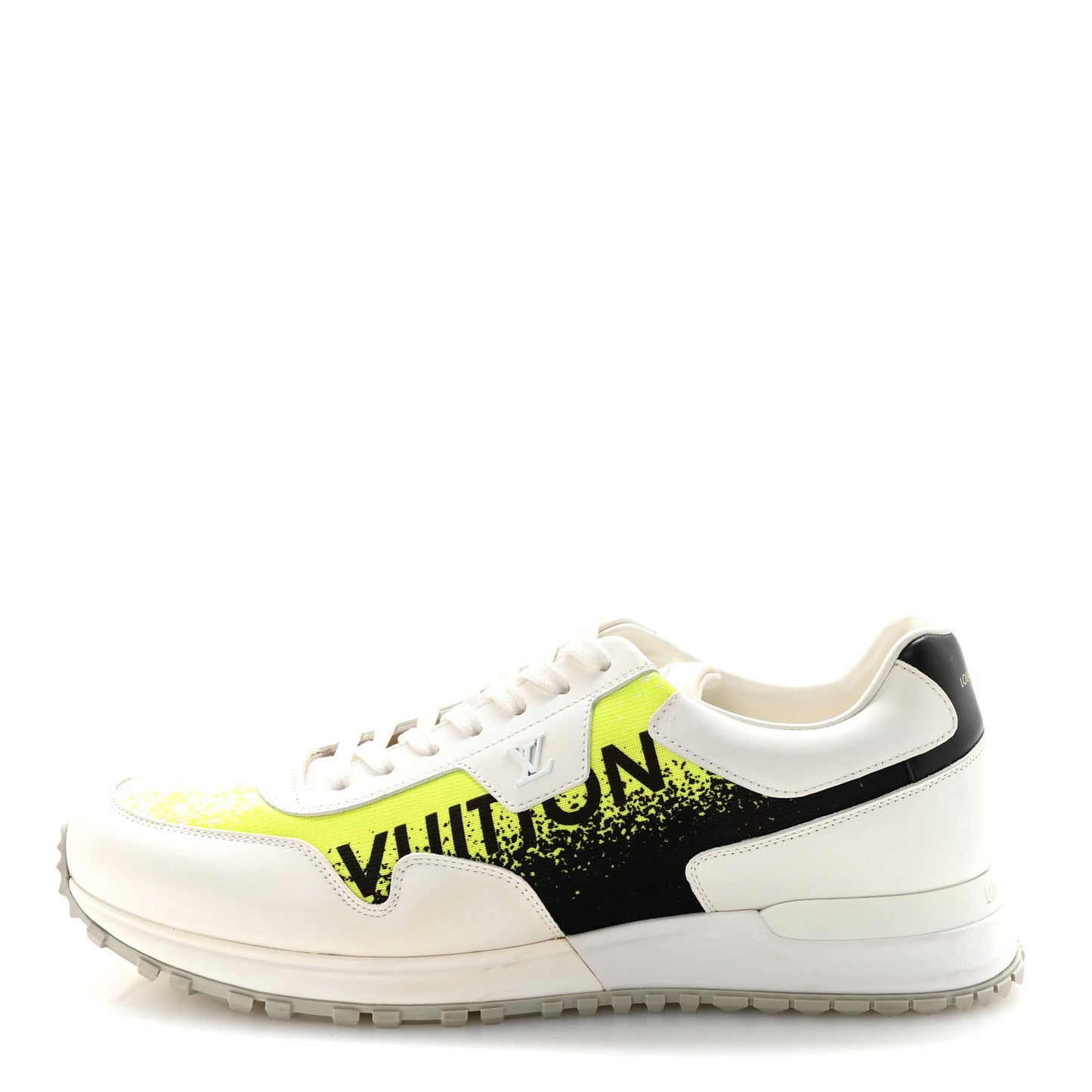 Calfskin Mens Run Away Sneakers  8 White Yellow Gradient