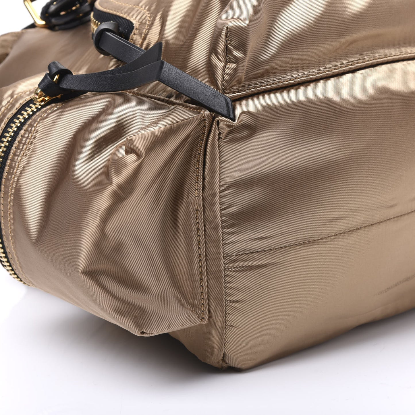 Metallic Satin Nylon Medium Rucksack Backpack Gold