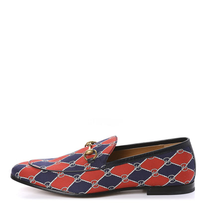 Gucci Mini GG Rhombus Chain Horsebit Mens Jordaan Loafers 10 Royal Bleuett Red 1 of 10