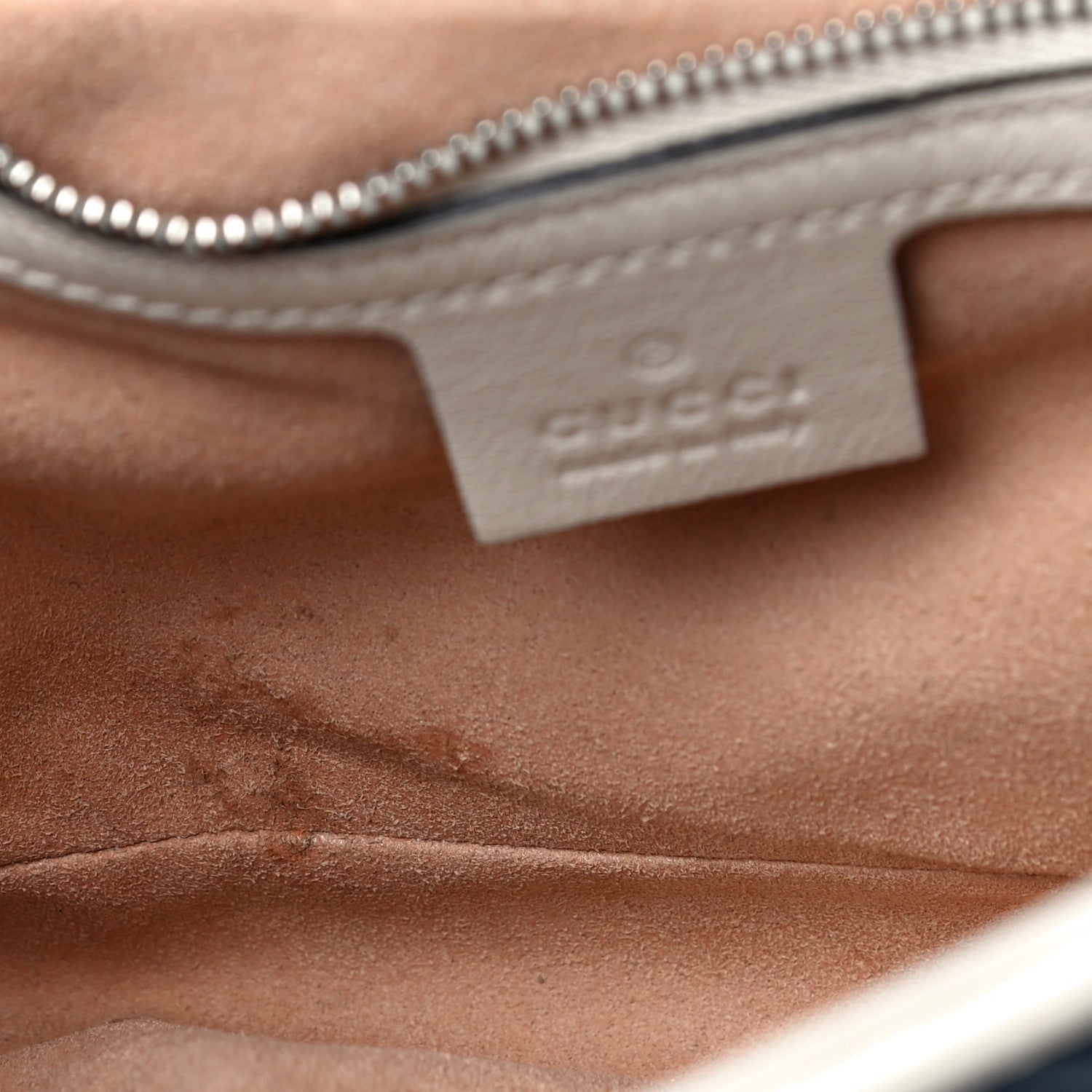 Gucci Vintage Effect Calfskin Matelasse Diagonal Small Torchon GG Marmont Shoulder Bag Blue Agata Mystic White 16 of 21