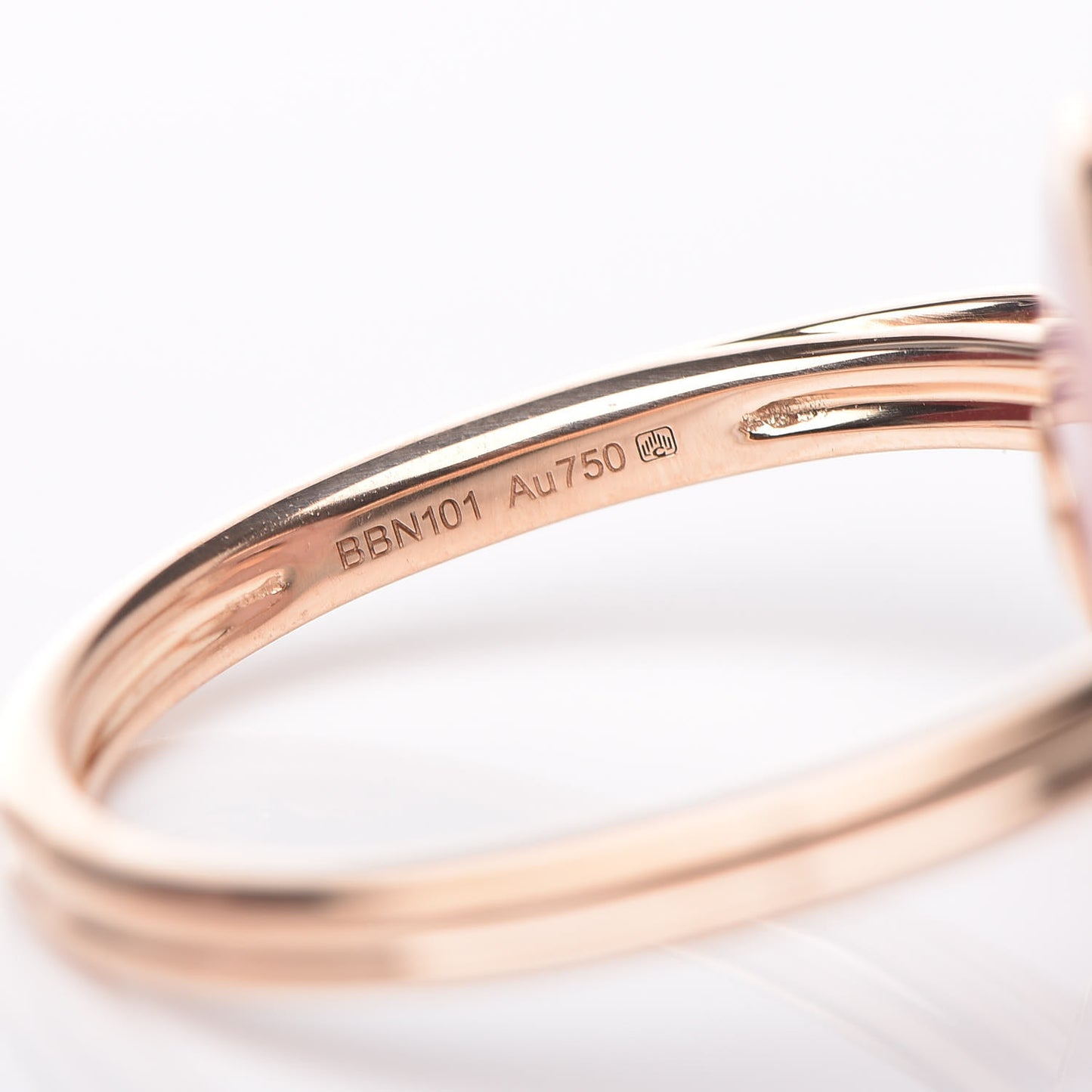 18K Pink Gold Diamond Pink Opal Amulette de Cartier Ring 46 3.75