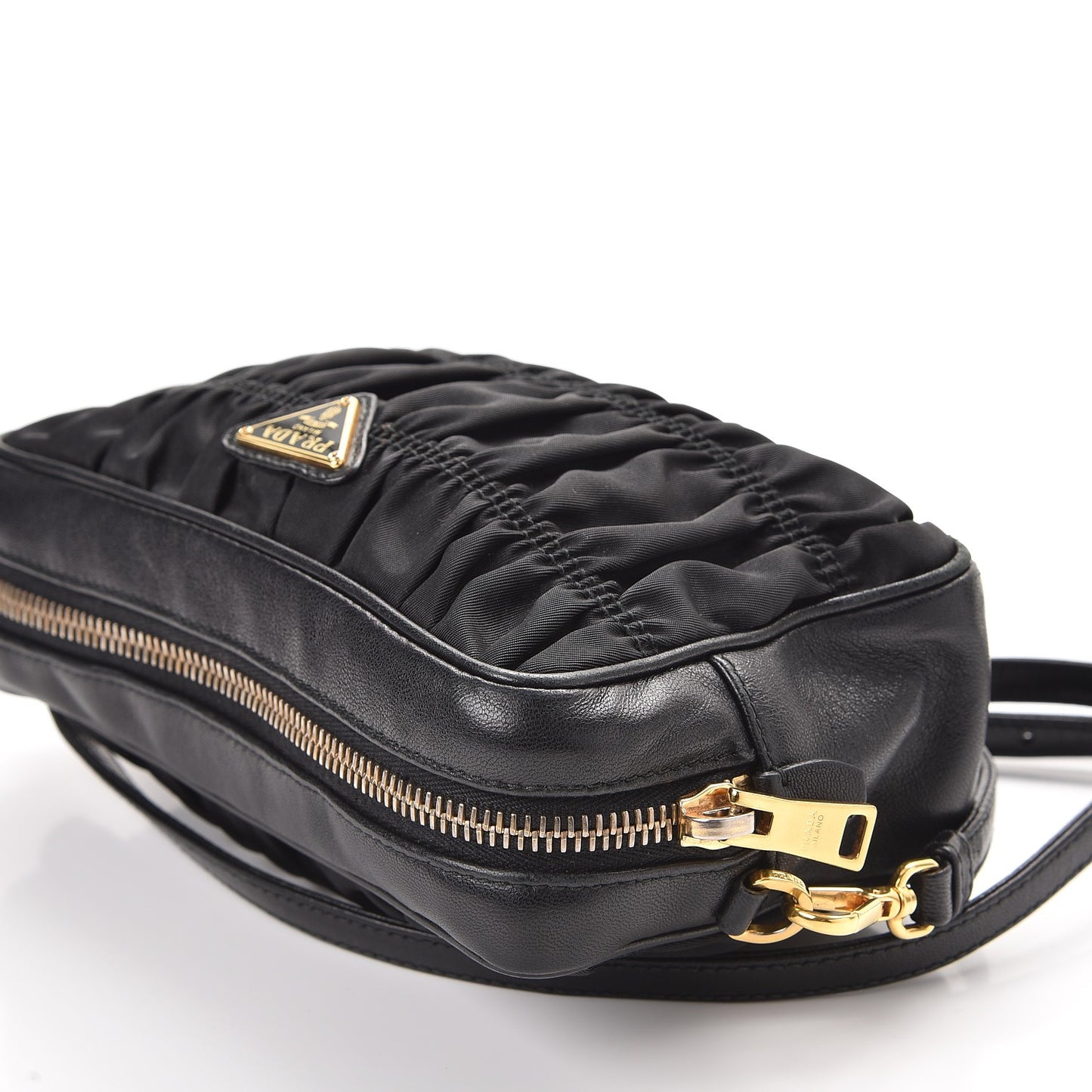 Tessuto Nylon Calf Gaufre Camera Crossbody Nero Black